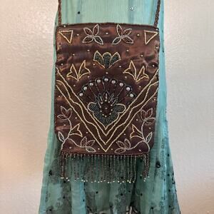 Beautiful vintage brown satin crossbody